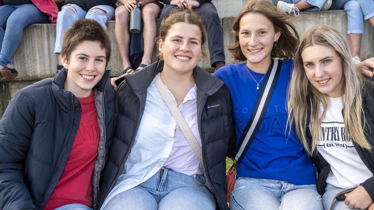 (from left) Pip Raines, Emily Freeman, Bridie Miller and Holly Sperling. The O'Callaghan Cup played at Downlands College. Saturday, August 6, 2022. Picture: Nev Madsen.