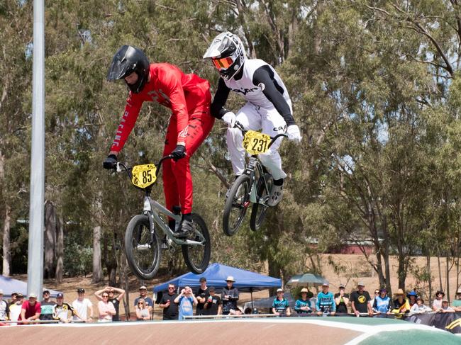 Action from the Queensland BMX championships at Ipswich's Willey Park circuit. Picture: Gary Reid