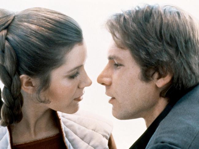 Princess Leia (Carrie Fisher) and Han Solo (Harrison Ford) in The Empire Strikes Back.