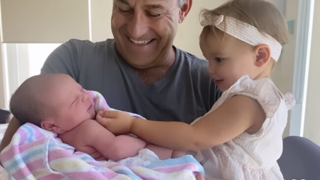 Jamie Durie with daughter Beau, 19 months, and newborn Nash. Picture: Instagram