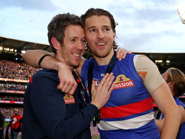 Murphy with Marcus Bontempelli on Grand Final day. Picture: Mark Stewart