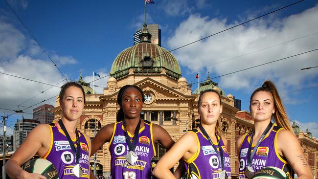 Melbourne Boomers stars Jenna O'Hea, Ezi Magbegor, Steph Talbot and Cayla George Picture: Mark Stewart