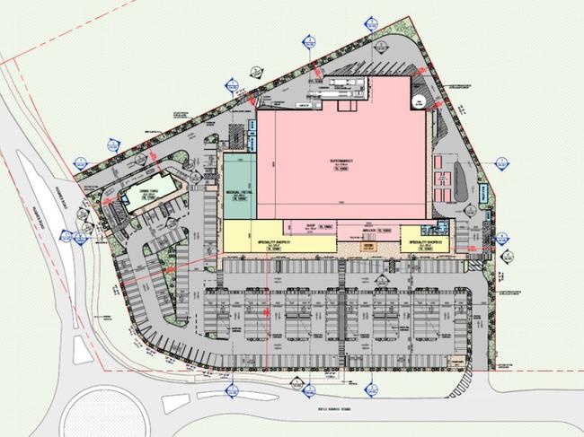 Architectural drawings showing BluePoint Bargara Pty Ltd's proposed shopping centre at Rifle Range Rd, Bargara.