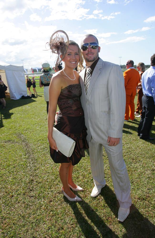 Fashions in the Field best dressed couple entrants, Joanne and Adam Cotton, at the 2009 event. Picture: Brett Wortman