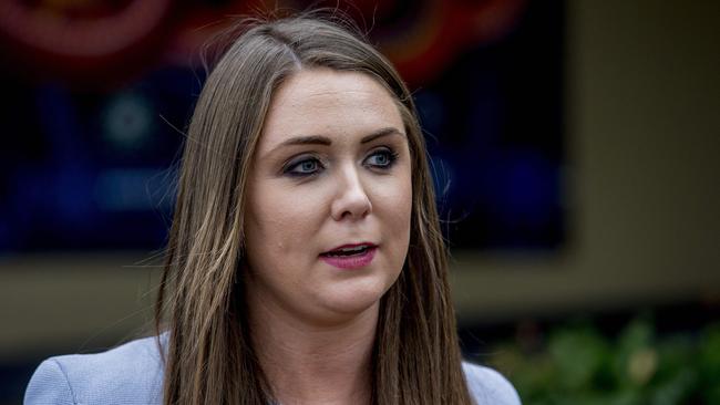 Gaven MP Meaghan Scanlon MP — nearly fell off her chair after reading Sam O’Connor’s comments about climate change. Picture: Jerad Williams