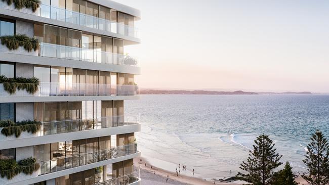 Rainbow Bay residential high rise development Flow, which its developer says incorporates greenery into nearly every aspect of the construction. Picture: Gedoun Constructions