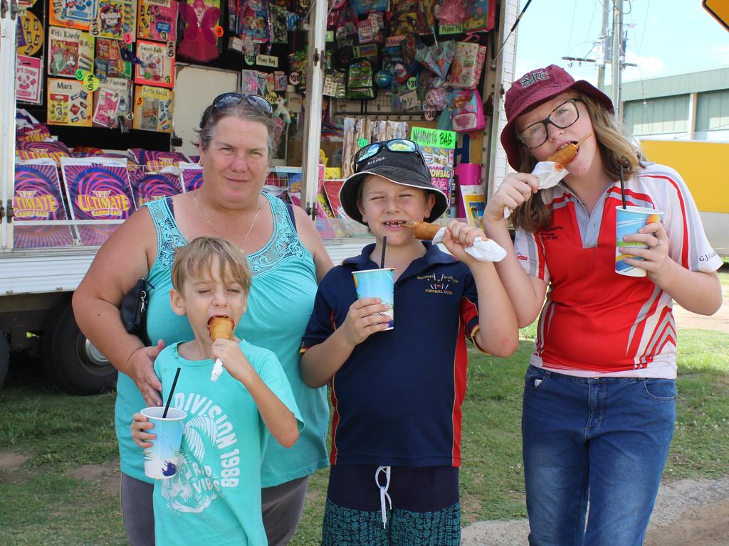 Loretta Winters with Karmicheal Armstrong, Jayden Mcaleese and Kelliegh Armstrong at the Murgon Show. Photo: Laura Blackmore