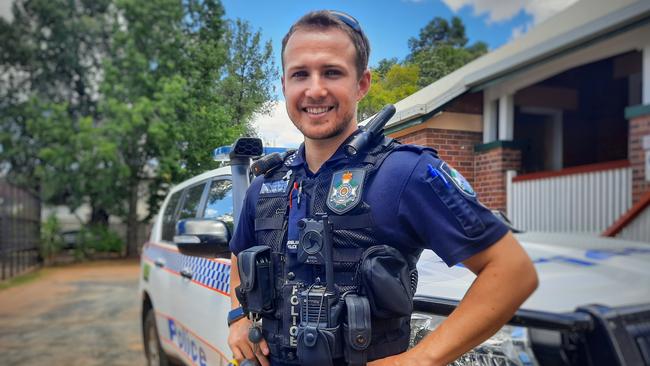 Packing up his life in South Brisbane to fight crime in rural Queensland, Constable Randall Kirk was the latest addition to the Chinchilla Police Station in 2021. Pic: Peta McEachern