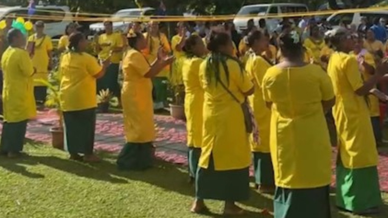 Prime Minister Anthony Albanese was greeted by a sea of green and gold during a warm welcome to the Samoan village Satapuala on the final day of CHOGM 2024.