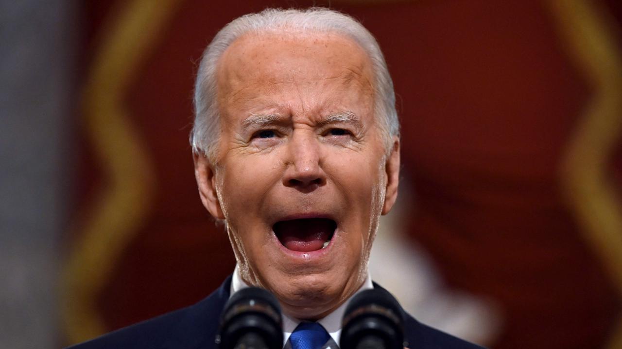 US President Joe Biden speaks at the US Capitol on January 6, 2022, to mark the anniversary of the attack on the Capitol in Washington, DC.