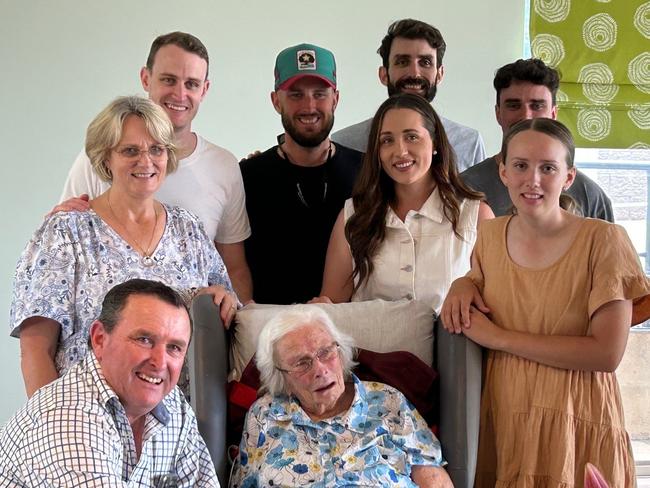 Margaret Gilmour with nephew John Bjelke-Petersen and family members. Source: Urbaine Communications