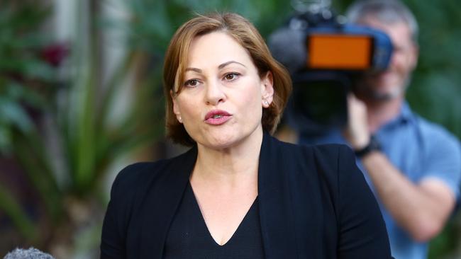 Queensland Deputy Premier Jackie Trad speaking to the media today. Picture: Jono Searle/AAP