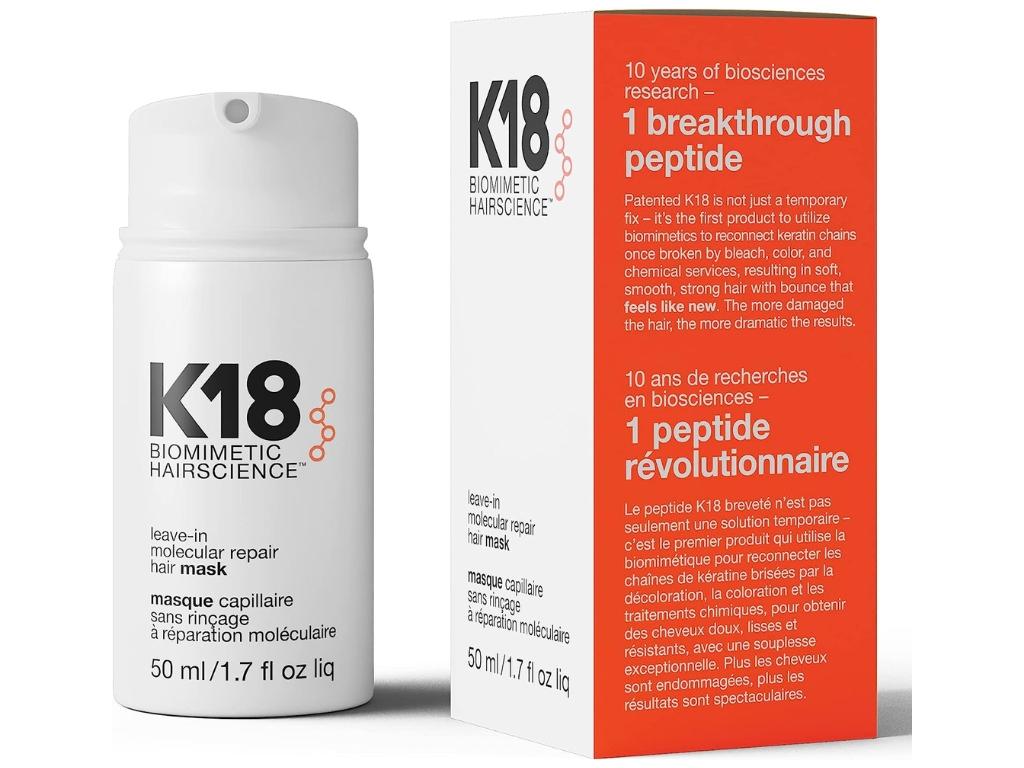 K18 Hair Leave-In Molecular Repair Hair Mask 50ml. Picture: Amazon Australia.