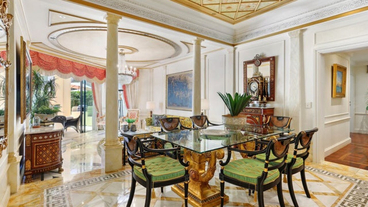 Marble floors through the dining room