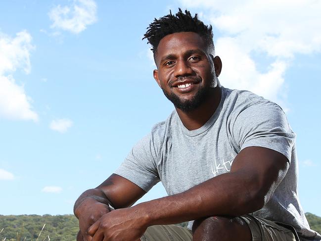 Pictured is NRL Player James Segeyaro in Lilli Pilli today. Picture: Tim Hunter.