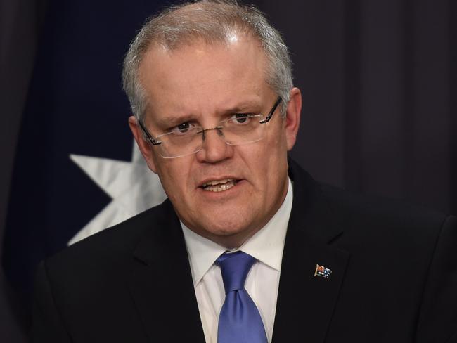 Australia's Treasurer Scott Morrison speaks to the media about MYEFO. Picture: AAP