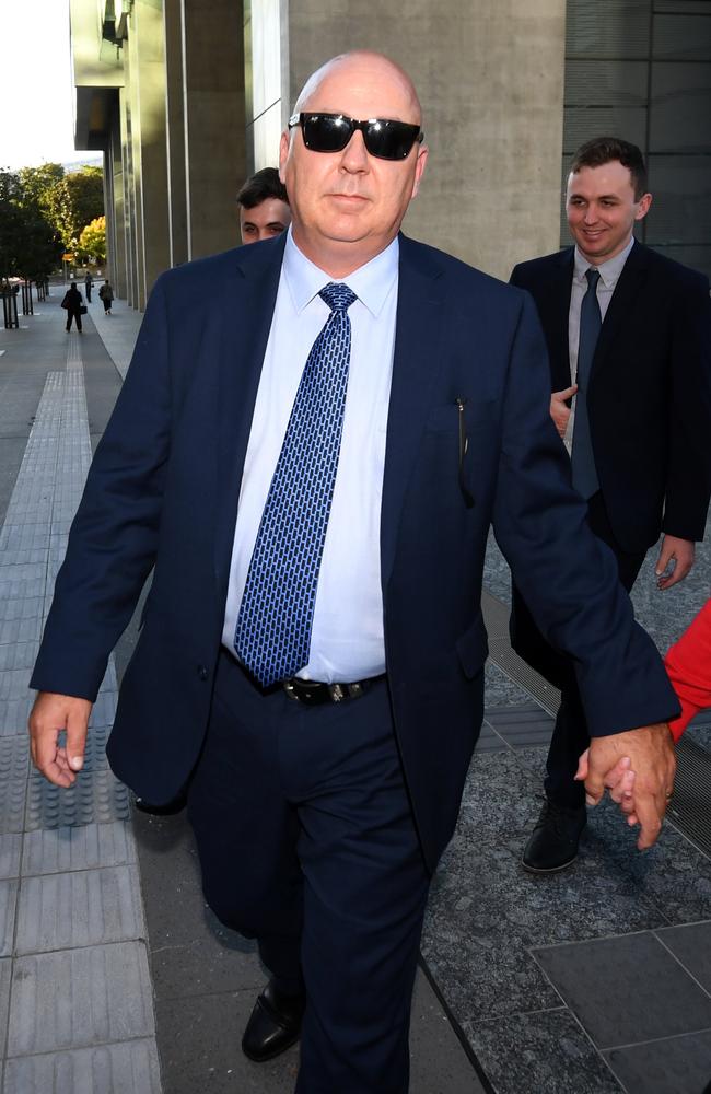 Queensland Police Sergeant Jason Scott Renwick leaves the District Court in Brisbane. Picture: NCA NewsWire / Dan Peled