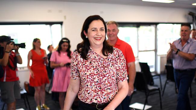 Queensland Premier Annastacia Palaszczuk leaves a regional rally campaign event in Townsville on Sunday. Picture: NCA NewsWire / Dan Peled