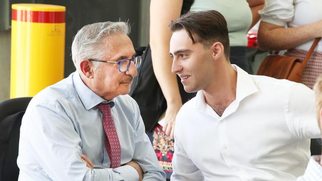 Eddy Sarroff and son Edward Sarroff at the ballot draw. Picture Glenn Hampson.