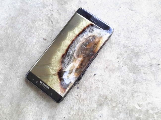 Melbourne business analyst Tham Hua's Samsung Galaxy Note7 smartphone reportedly burst into flames while charging overnight, causing $1800 damage to his hotel room. Picture: Supplied.