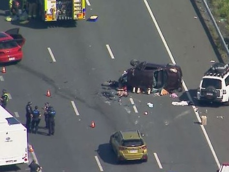 The twin's mother ran to help following a major crash. Picture: Nine News