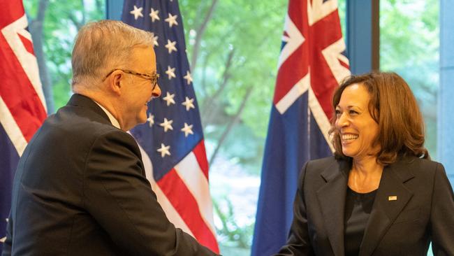 Anthony Albanese with Vice-President Kamala Harris. Picture: PMO