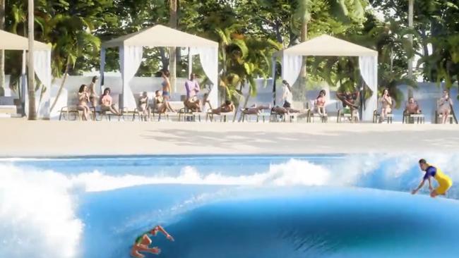 Renders show the planned surf beach pool in action where Melburnians might finally catch a break.