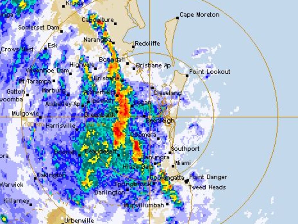 The weather radar just before 3pm