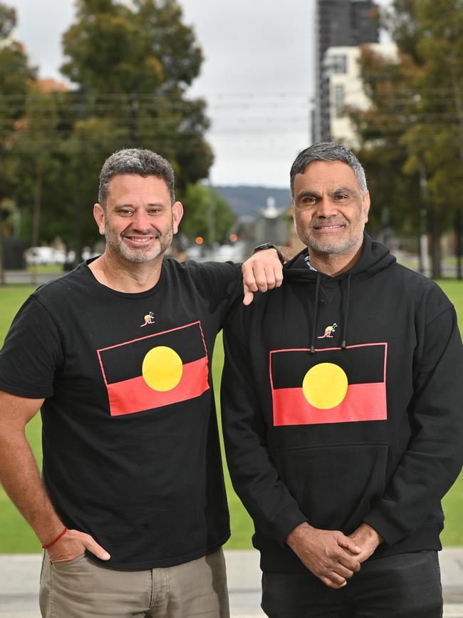 Aboriginal Affairs Minister Kyam Maher and Commissioner for First Nations Voice Dale Agius. Picture: Keryn Stevens