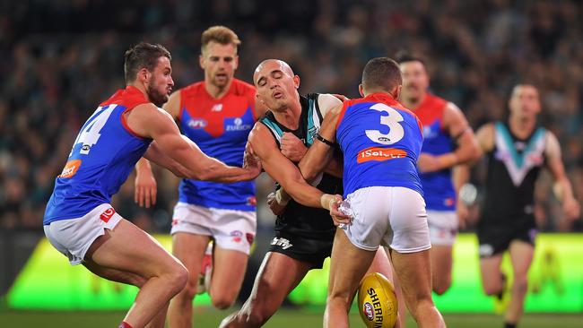 Sam Powell-Pepper of the Power recorded 17 tackles against the Demons. Picture: GETTY IMAGES