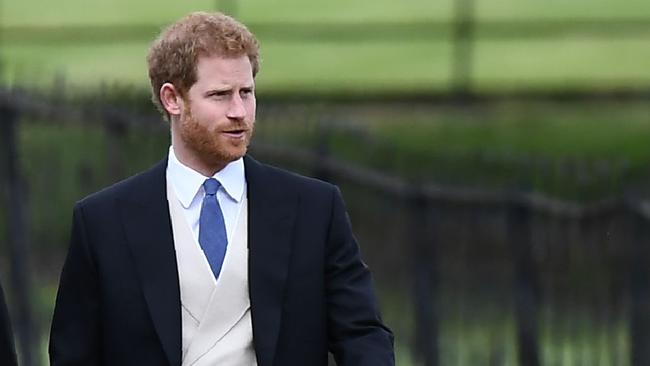 Prince Harry at Pippa’s wedding on the weekend. Picture: AFP