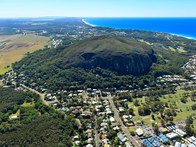 Aerial photography Sunshine Coast. Mount Coolum.