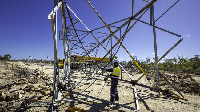 The 275kV transmission line from Kidston to Mount Fox is taking shape.