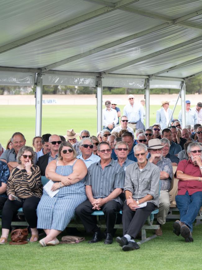 Hundreds of mourners attended a service for the Mid North family on November 20 at Snowtown’s Centenary Park. Picture: Morgan Sette