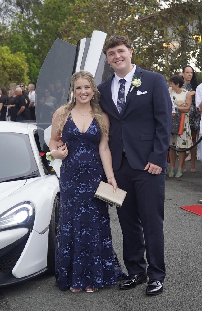 Students arriving in style for the 2024 Glasshouse Christian College formal at Flaxton Gardens.