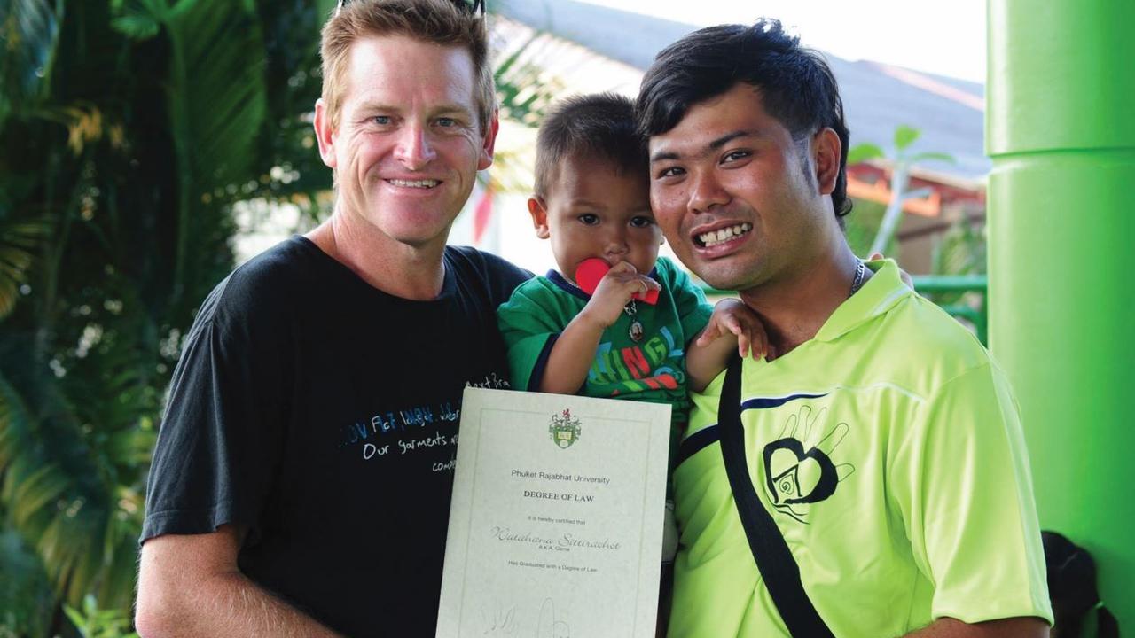 Peter pictured with a tsunami survivor who he helped graduate with a law degree. Picture: Supplied