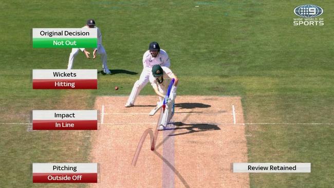 Marnus Labuschagne was given out lbw on review.