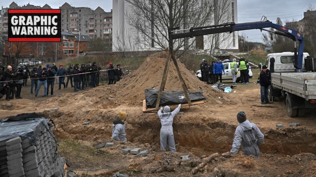 Mass grave in Bucha dug up as evidence of war crimes mounts