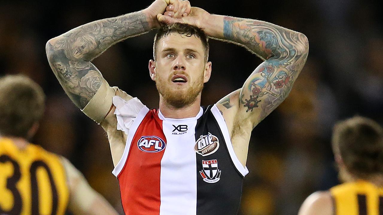 St Kilda's Tim Membrey after the final siren in a game against Hawthorn,