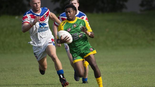 Hubert Elu of Mareeba in action during the CDRL A-grade Ivanhoes v Mareeba Gladiators at Smithfield Sporting Complex. Picture Emily Barker