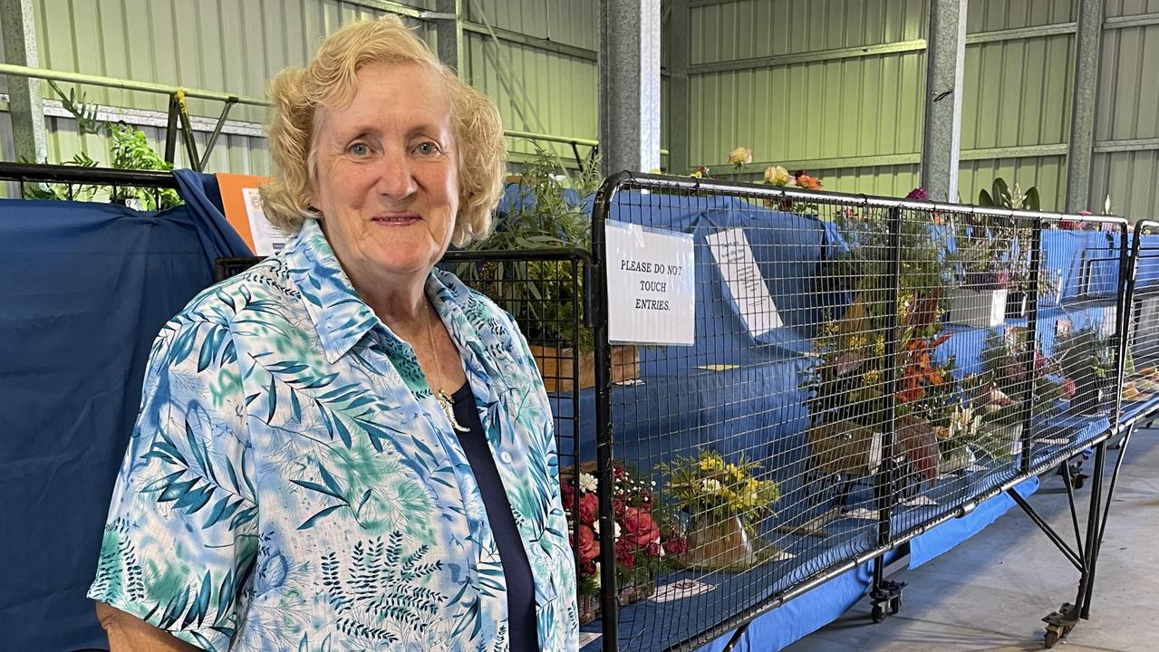 Lynette in the floral art section of the Dalby Show 2022 Picture: Emily Devon