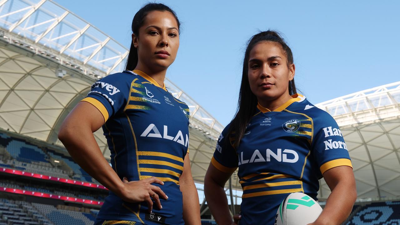 Eels stars Simaima Taufa and Tiana Penitani. Picture: Mark Metcalfe/Getty Images