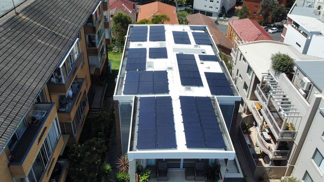 Close up of the solar on top of the Clovelly apartments.