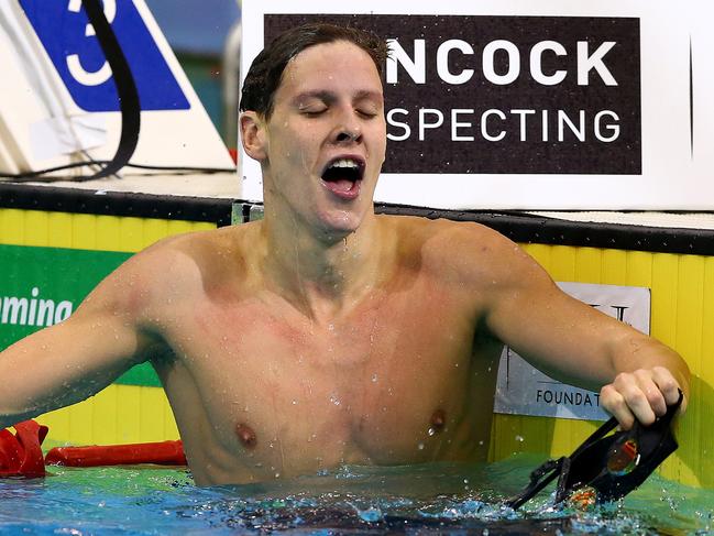 SWIMMING - Hancock Prospecting 2016 Australian Swimming Championships at SA Aquatic Centre. Men 200 LC MEtre Backstroke final. Mitch Larkin winner. Picture Sarah Reed