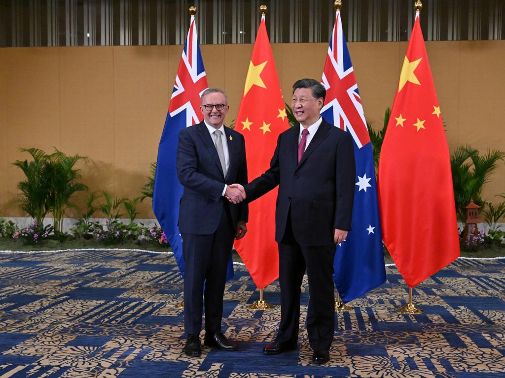 Australia's Prime Minister Anthony Albanese meets China's President Xi Jinping in a bilateral meeting during the 2022 G20 summit in Nusa Dua, Bali, Indonesia, Tuesday, November 15, 2022. (AAP Image/Mick Tsikas) NO ARCHIVING