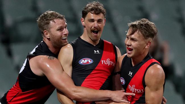 Joe Daniher helped lead Essendon to a stirring win in one of his final games for the club. Picture: Getty