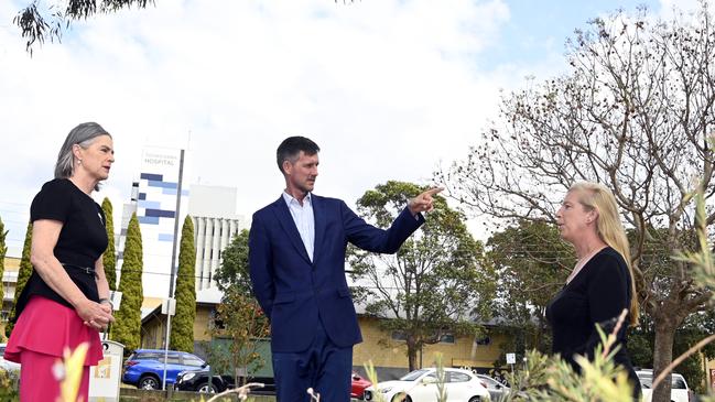 Labor Candiate for Toowoomba North Megan O'Hara-Sullivan, Transport Minister Mark Bailey and Labor candidate for Toowoomba South Susan Krause.