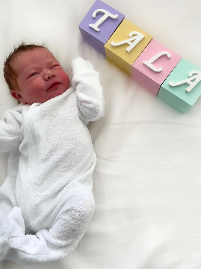 Australian fitness star Ashy Bines sparked confusion among her thousands of followers over the pronunciation of her newborn daughter’s name. Picture: Instagram