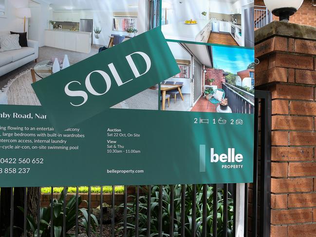 SYDNEY, AUSTRALIA - Newswire Photos October 25, 2022: A general view of a house with a sold sign in the Northern Suburbs of Sydney. Sydneyâs house prices have become unaffordable for the average resident and some other capital cities are not far behind. Picture: NCA Newswire / Gaye Gerard