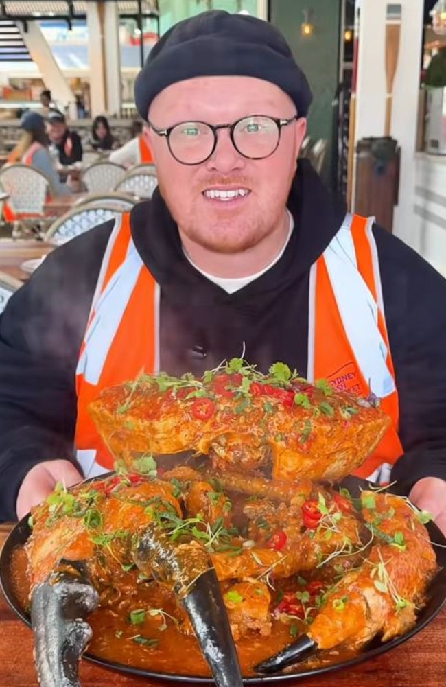 The content creator smiling with the giant dish. Picture: TikTok/EatingWithTodd